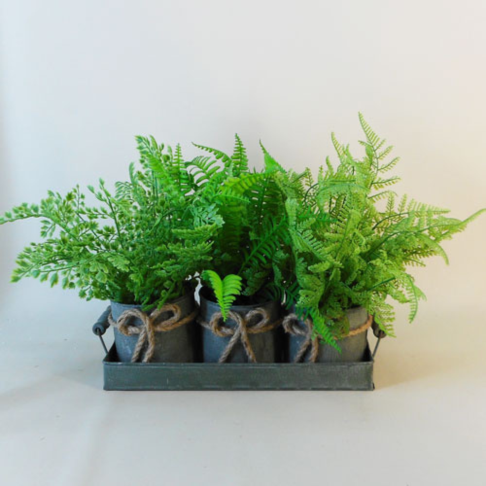 Artificial Ferns in Zinc Planters Artificial Plants